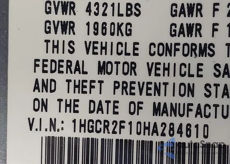 2017 Honda Accord Sport Se из США, поврежденный, VIN 1HGCR2F10HA284610